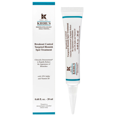 Kiehl's Breakout Control Targeted Blemish Spot Treatment 20 ml  ช่วยจัดการปัญหาและสาเหตุการเกิดสิวในผิวร่วงโรยของคนวัยผู้ใหญ่โดยเฉพาะ มีส่วนผสมซึงประกอบด้วยซัลเฟอร์ และวิตามินบี 3 นี้ ปฏิบัติการฉับไว แทรกซึมเข้าสู่ผิวอย่างทั่วถึง และช่วยจัดการปัญหาและสาเหตุของสิวอย่างมีประสิทธิภาพ ไม่ว่าจะใช้ตอนกลางวันหรือกลางคืน 